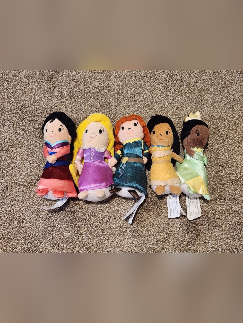 Just Play Disney Princess Style 6" Plush Lot of 5 - Mulan, Rapunzel, Merida